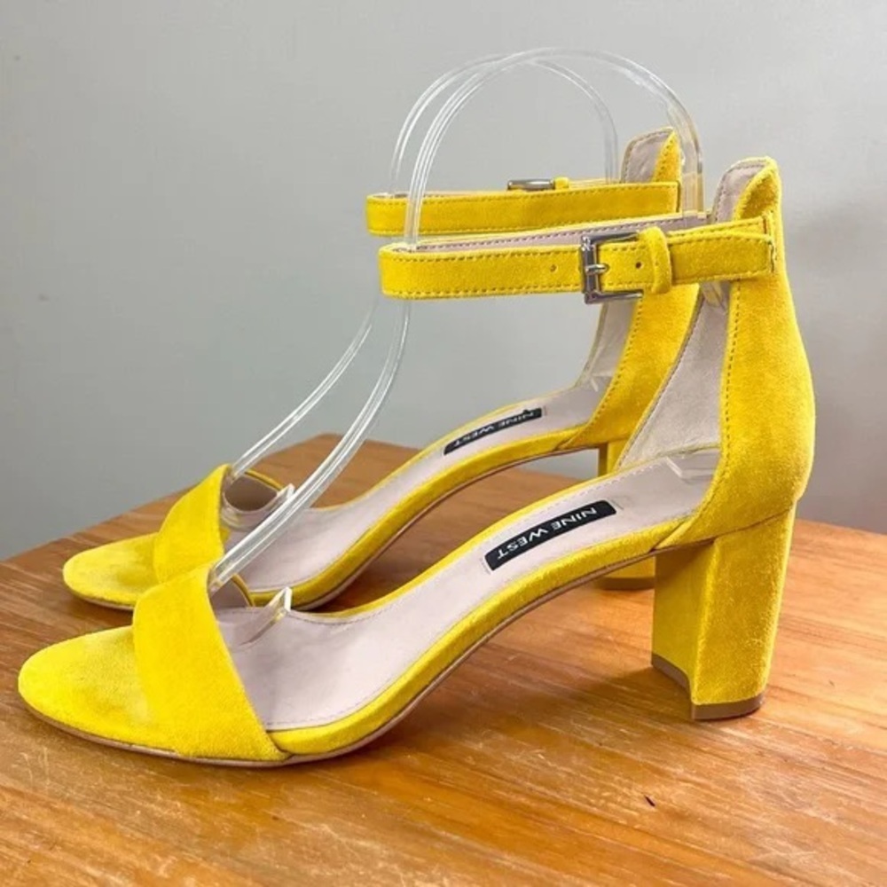 Nine West Yellow Suede Heeled Sandals